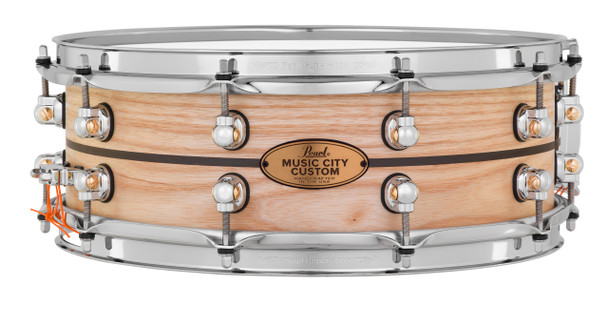 Pearl Music City Custom Solid Ash 14"x5" Snare Drum NATURAL W/EBONY INLAY MCCA1450S/C1007