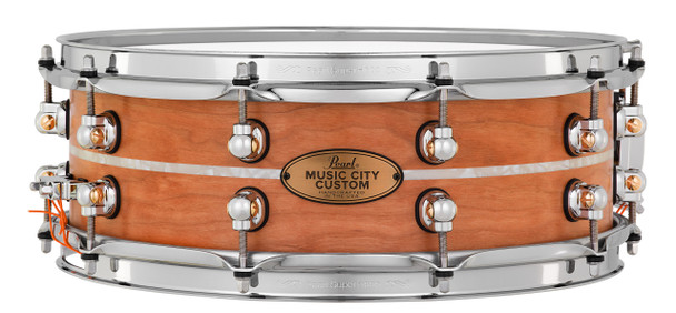 Pearl Music City Custom Solid Cherry 14"x5" Snare Drum NATURAL W/MARINE PEARL INLAY MCCC1450S/C1005