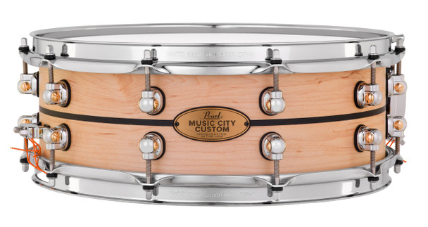 Pearl Music City Custom Solid Maple 14"x5" Snare Drum NATURAL W/EBONY INLAY MCCM1450S/C1007