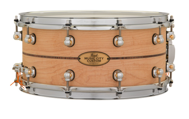 Pearl Music City Custom Solid Maple 14"x6.5" Snare Drum NATURAL W/KINGWOOD INLAY MCCM1465S/C1001