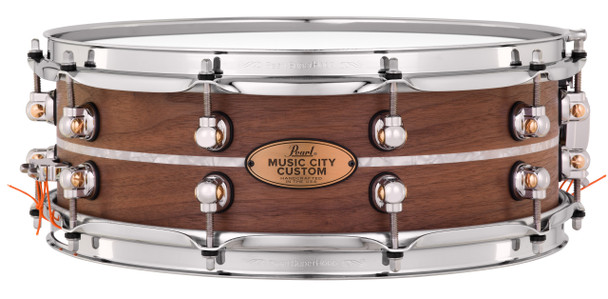 Pearl Music City Custom Solid Walnut 14"x5" Snare Drum NATURAL W/MARINE PEARL INLAY MCCW1450S/C1005