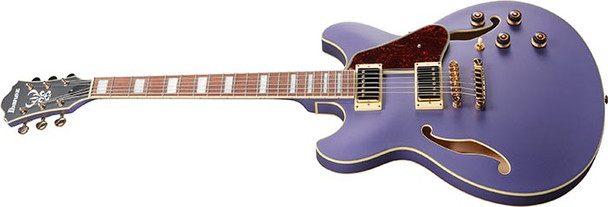 Ibanez AS Artcore Hollow Body Electric Guitar Metallic Purple Flat Overall Profile View