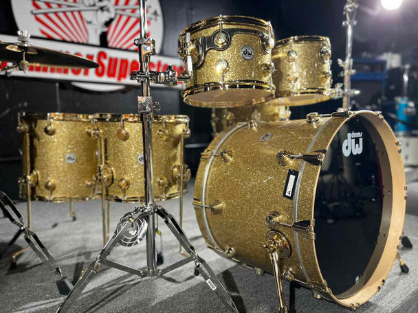 DW Collectors Series Pure Maple SSC Gold Glass Glitter 22" 6pc Shell Pack with Gold Hardware