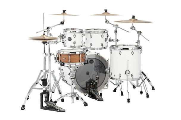 Mapex Saturn Maple/Walnut Hybrid 4-piece Rock Shell Pack in Satin White SR529XURM