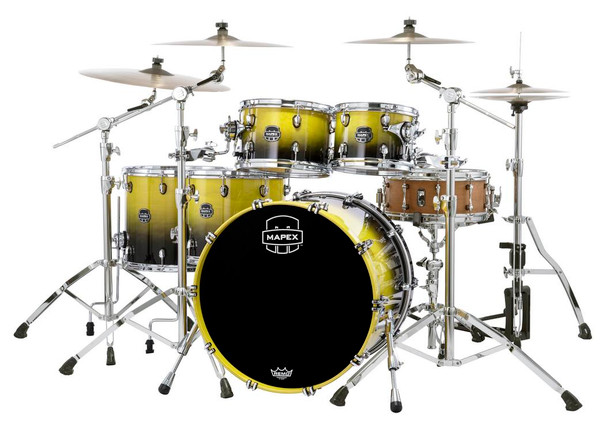 Mapex Saturn Maple/Walnut Hybrid 5-piece Studioease Shell Pack in Sulphur Fade SR628XUUJ