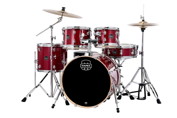 Mapex Venus 20" 5pc Fusion Complete Drum Set in Crimson Red Sparkle VE5294FTCVM