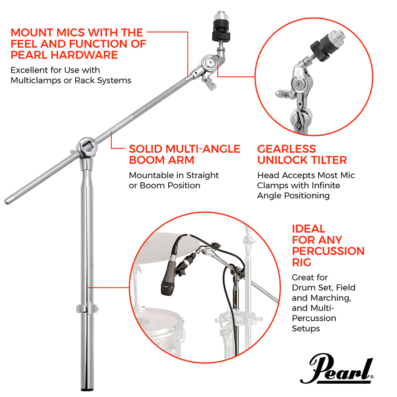 Pearl MH830 Solid Boom Microphone Holder