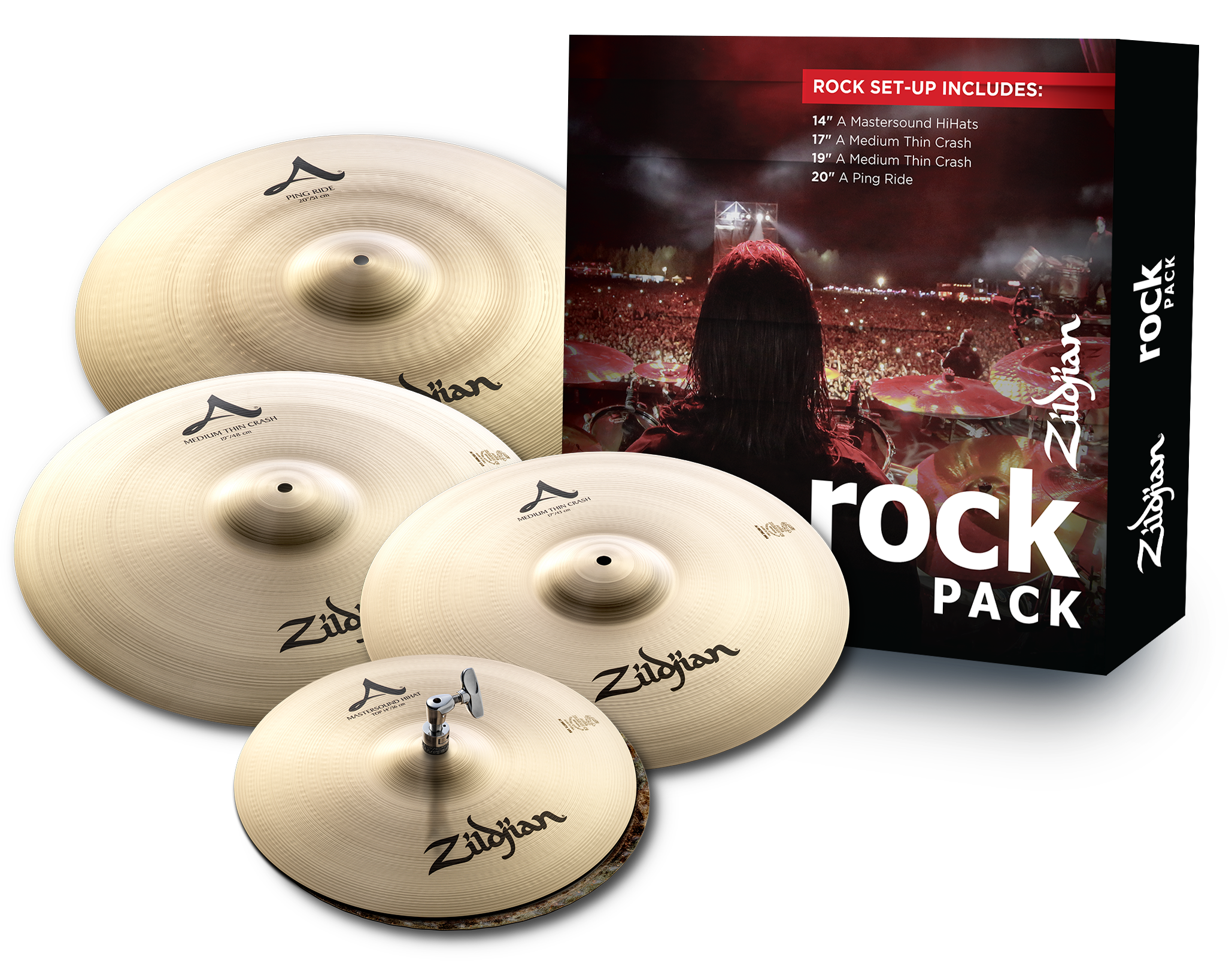 Zildjian A Zildjian Rock Cymbal Pack A0801R at DrummerSuperStore