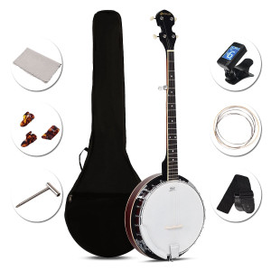 5-String Geared Tunable Banjo with case - Color: Black D681-MU10052