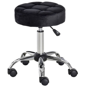 Black Button Tufted Adjustable Rolling Massage Swivel Salon Stool Q280-HAOM5033