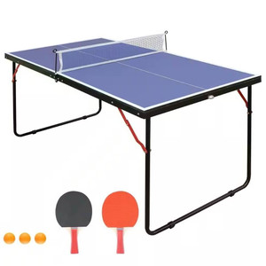 Folding 54-inch Blue Ping Pong Table Tennis Table Set with Net 2 and Paddles Q280-FNTMFPB112439586