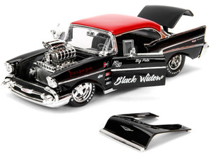 1957 Chevrolet Bel Air Black with Red Top "Pete's Auto Body: Black Widow" "Bigtime Muscle" Series 1 F977-JA30533