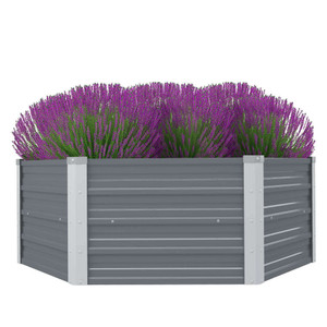 Raised Garden Bed Grey Galvanized Steel 50.8x50.8x18.1 in A949-42405