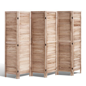 Wood Room Divider, 6 Panel Wood Folding Privacy Screen, 66.9 Inches Tall Indoor Louvered Partition  E415-MZPF6MBWGBOSGULULV0