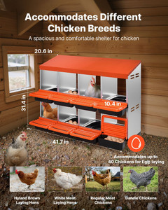 2 Tiers Chicken Nesting Boxes, 8 Compartments, Metal Egg Laying Boxes with Protective Collection Li E415-JSCDX3045INCK7SDC002V0