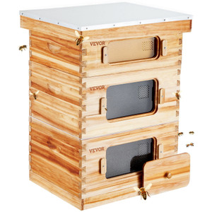Bee Hive 30 Frame Bee Hives Starter Kit, Beeswax Coated Fir Wood, 2 Deep + 1 Medium Bee Boxes Langs E415-CTFXSMSHX2ZHGHAL4V0