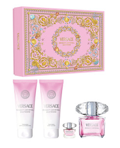 VERSACE BRIGHT CRYSTAL 4 PCS SET: 3 OZ EAU DE TOILETTE SPRAY + 5 ML EAU DE TOILETTE MINI + 3.4 BODY Z991-VER5100636