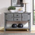 Solid Wood Farmhouse Sofa Table Sideboard Cabinet with Storage Drawers in Grey Q280-GRSWFC253741859