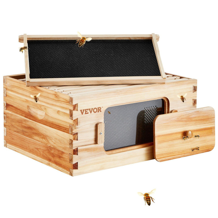 Bee Hive Deep Box Starter Kit, 100% Beeswax Coated Natural Fir Wood, Langstroth Beehive Kit with 10 E415-CTFXSMSHX1109SC61V0