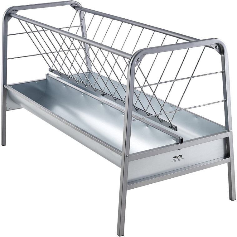 Livestock Hay Feeder, 2 in 1 Grain & Hay Feeder, 80-Gallon Capacity Pasture Feeder, 59" Long Goat H E415-SCWSQ5919633EY63VV0