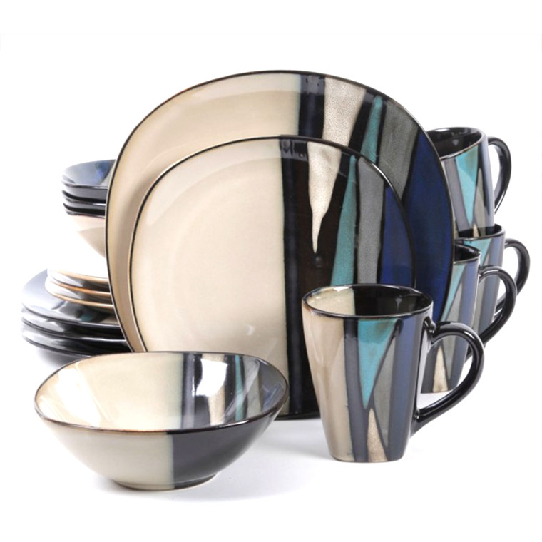 Gibson Elite Althea 16-Piece Dinnerware Set, Teal D970-105983.16