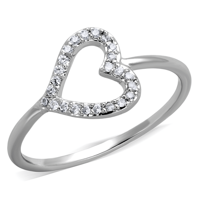 3W866 - Rhodium Brass Ring with AAA Grade CZ  in Clear A874-3W866