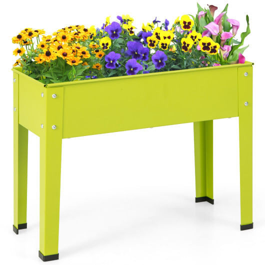 Metal Raised Garden Bed with Legs and Drainage Hole-40 x 11 x 31.5 inches B593-GT3935GNGT3985GN