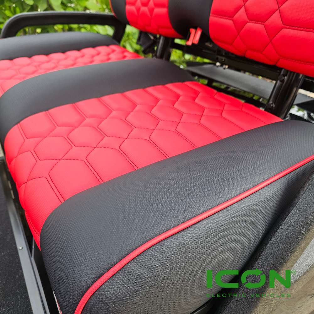 ICON Two Tone Comfort Black and Red Custom Seat Cool Touch Base with ...