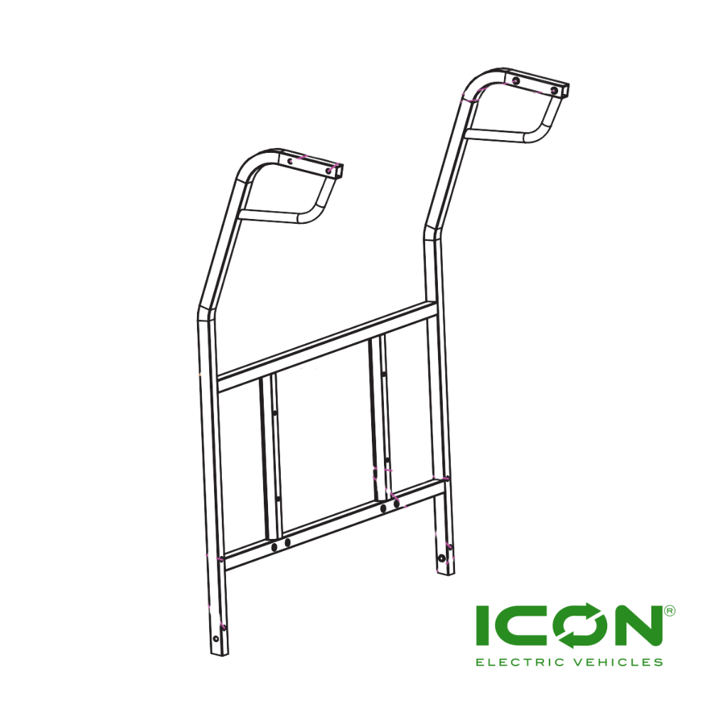 Black Top Roof Rear Support for ICON-HD B617.H8HD Golf Carts