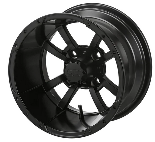 Revenge 12" Maltese Cross Matte Black Golf Cart Wheel 2:5 Offset, ISL-27021