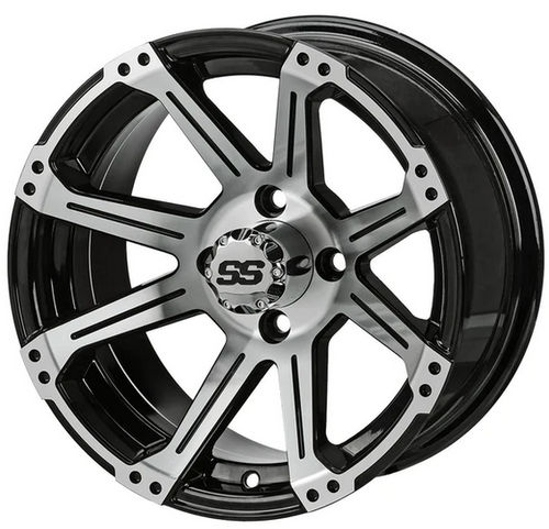 Revenge 12" Rampage Black & Machined Golf Cart Wheel 3:4 Offset, ISL-11121