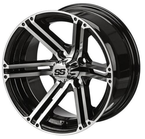 Revenge 14x7 Yukon Black & Machined Golf Cart Wheel 3:4 Offset, ISL-16041