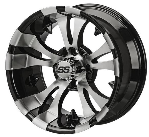 Revenge 14x7 Warlock Black & Machined Golf Cart Wheel 3:4 Offset, ISL-12141