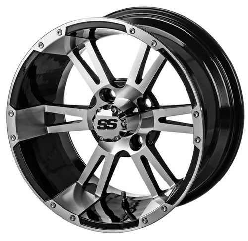 Revenge 14x7 Raptor Black & Machined Golf Cart Wheel 3:4 Offset, ISL-18141