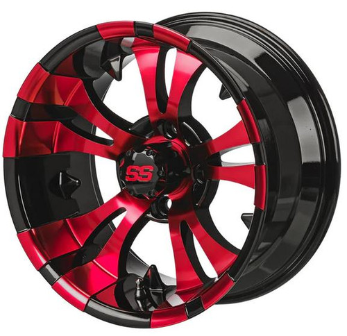 Revenge 14x7 Warlock Black & Red Golf Cart Wheel 3:4 Offset, ISL-32141