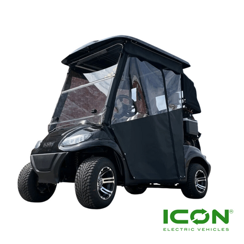 Sunbrella Jet Black Track-Style Canvas Enclosure for ICON i20 2022-Up Golf Cart, ECL-703-IC