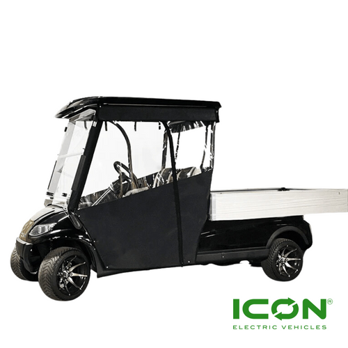 Sunbrella Jet Black Track-Style Canvas Enclosure for ICON C20U Golf Cart, ECL-704-IC