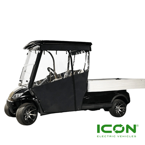 Sunbrella Jet Black Track-Style Canvas Enclosure for ICON i20U Golf Cart, ECL-704-IC