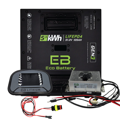 Eco Battery 48-51V 105aH "Thru Hole" ICON EV Lithium Golf Cart Battery Bundle Kit, BTRY-724-IC