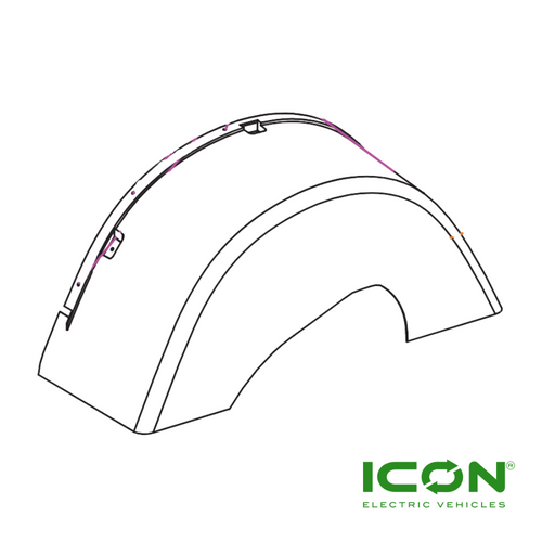 Passenger Side (Right) Rear Fender for ECO by ICON H8 Golf Carts, BD-511-ECO, 3.201.05.000029