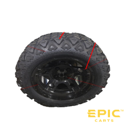 Pre-Mounted 14x7 Aluminum Wheel on DOT C Speed 23x10 R14 Bias Tire for EPIC E40L, E40FL, E60L Golf Carts, WT-EP814, 3106030050, 3106040078