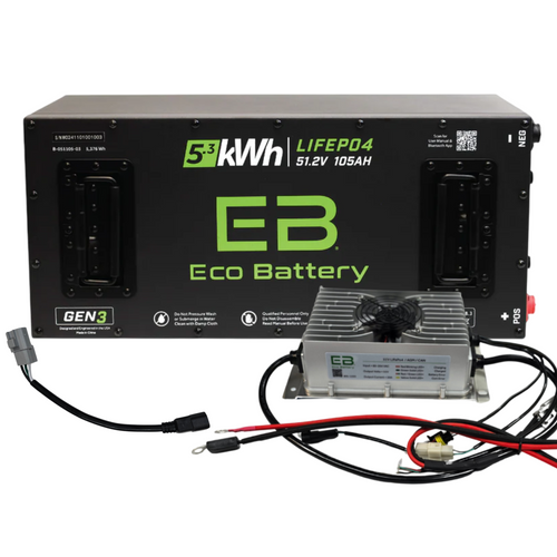 Eco Battery 48-51V 105aH "Skinny" EPIC EV Lithium Golf Cart Battery Bundle Kit with Charger, BTRY-EP917