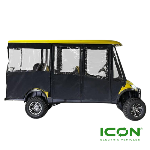 Sunbrella Jet Black Canvas 6-Passenger Hinged Door Enclosure Cover for ICON i60 and i60L Golf Carts, ECL-710-IC