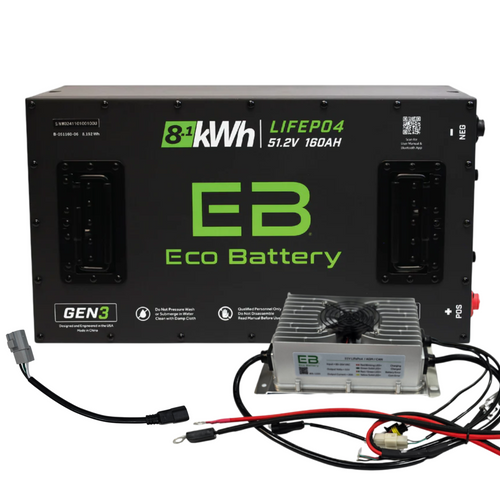 Eco Battery 48-51V 160Ah LifePo4 EPIC Golf Cart Lithium Battery Bundle Kit with Charger, BTRY-EP919