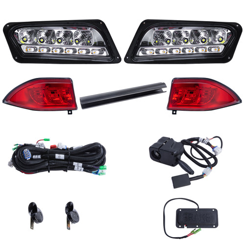 12-48 Volt LED Hi-Low Beam Deluxe Light Kit with Brake Pads for Club Car Tempo Golf Carts, LIGHT-PBL3001DS