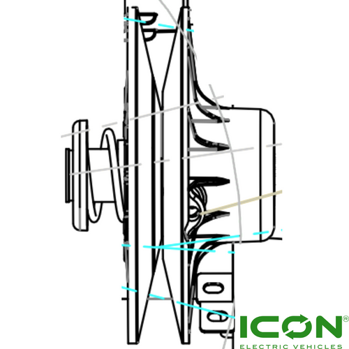 Clutch Assembly for ICON GAS G40, G40L, G60, G60L Golf Carts, AXEL-819-ICG, 3.01.004.010256, 3.206.04.000141