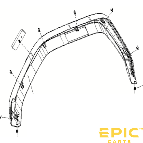 Passenger Side (Right) Rear Fender Flare for EPIC E20FX, E60FXGolf Carts, FF-ICFX421