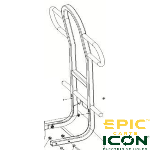 Rear Seat Grab Bar for ICON i40X, i60LX and EPIC E60FX Golf Carts, BRAK-ICFX540, 3304036627