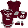 Mississippi State Bulldogs Creeper, Bib and Bootie Set Infant Girls