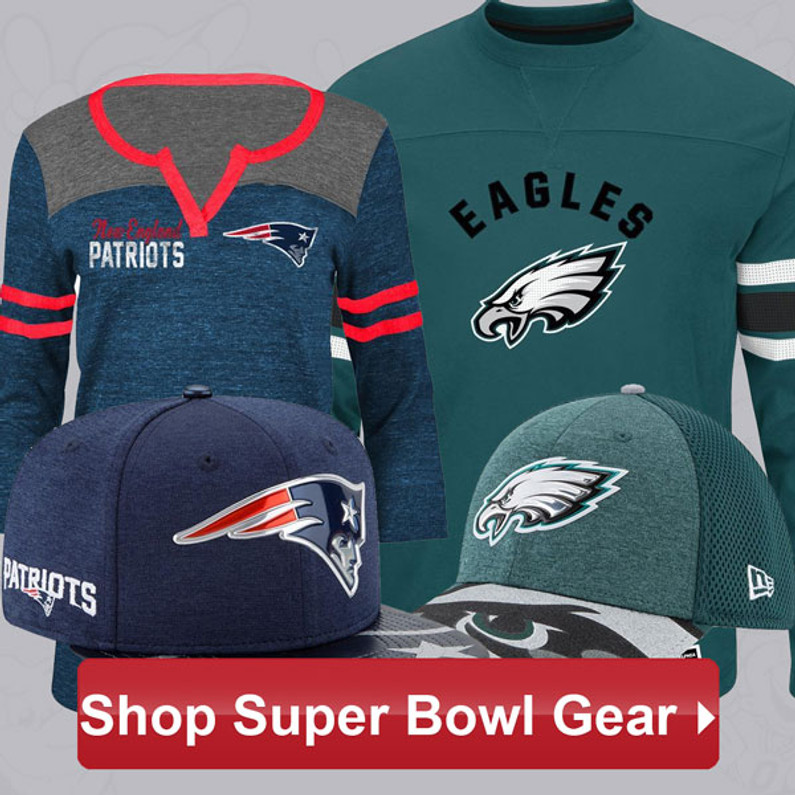 New England Patriots vs Philadelphia Eagles Super Bowl Gear + FREE Rush Two Delivery